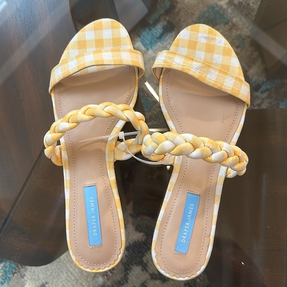 New Draper James Braided Ellie Sandals Yellow Gingham in size 8.5 - Picture 4 of 8